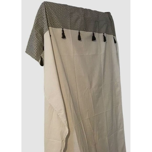 Black Muslin Geometric Stars Curtain Panel Drape 52" x 96" Window Tassel 2 Pair - Picture 1 of 7
